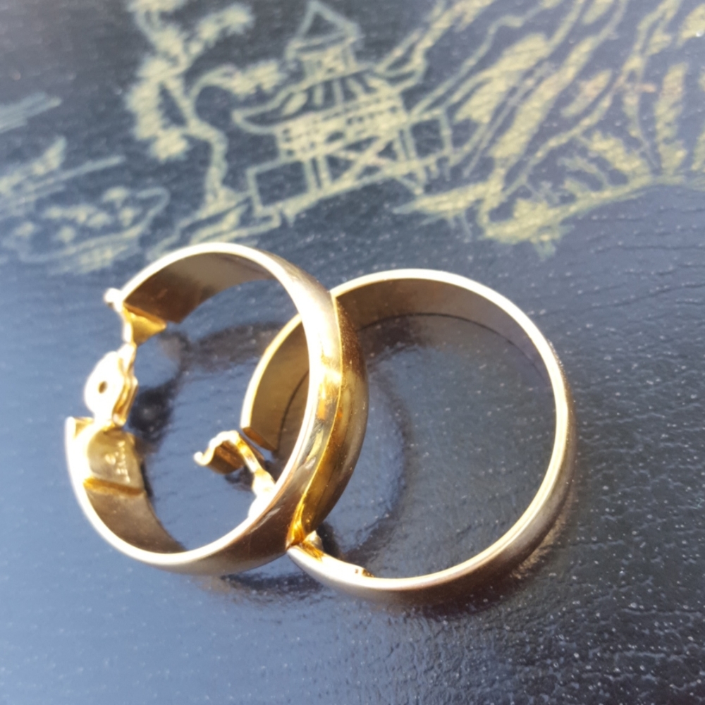 Large Vintage Monet Gold Plated Hoop Earrings
